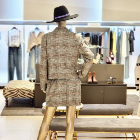 체크패턴 더블 버튼 숏자켓