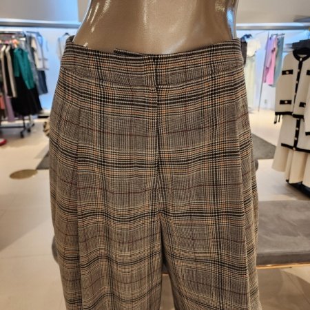 체크패턴 핀턱 배기핏 슬렉스