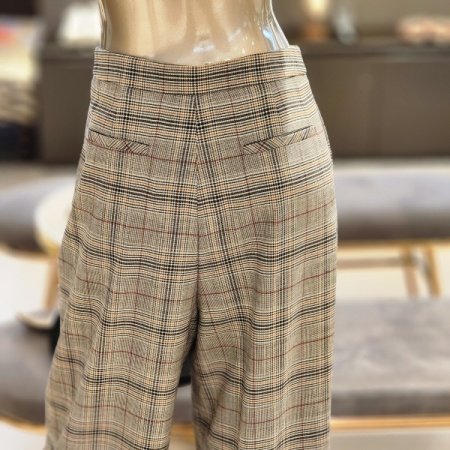 체크패턴 핀턱 배기핏 슬렉스