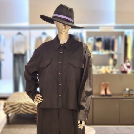 울혼방 밑단 옆단추 트임 긴팔셔츠