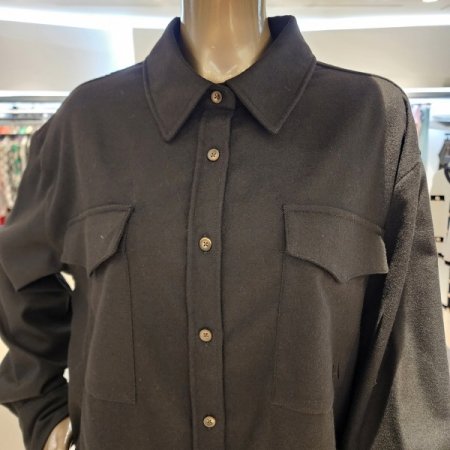 울혼방 밑단 옆단추 트임 긴팔셔츠