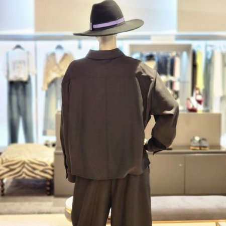 울혼방 밑단 옆단추 트임 긴팔셔츠