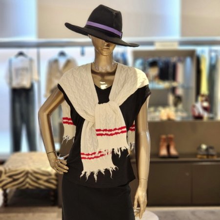 울혼방 케이블니트 페이크 어깨가디건