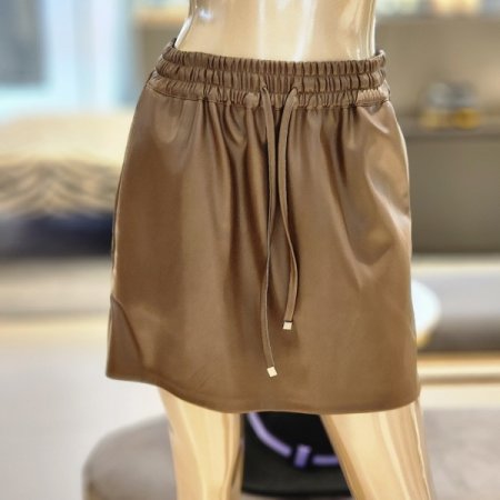 허리밴딩 페이크레더 미니스커트