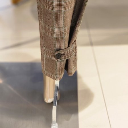 핀턱주름 카고포켓 체크 배기팬츠