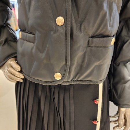 탈착니트후드 페이크레더 점퍼