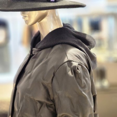 탈착니트후드 페이크레더 점퍼