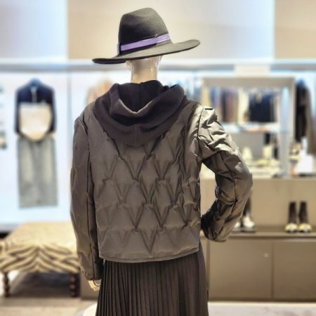 탈착니트후드 페이크레더 점퍼