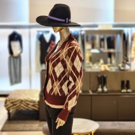 진주단추 큐빅장식 다이아패턴 가디건