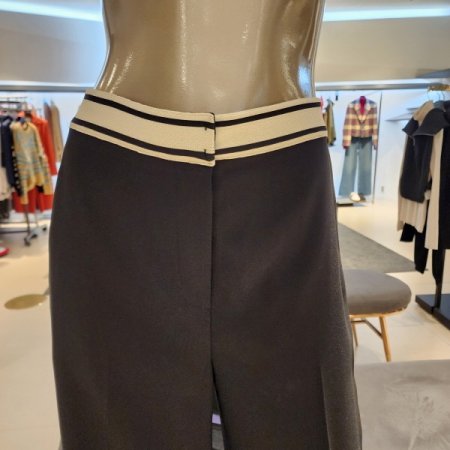 뒷밴딩 허리라인배색 와이드팬츠