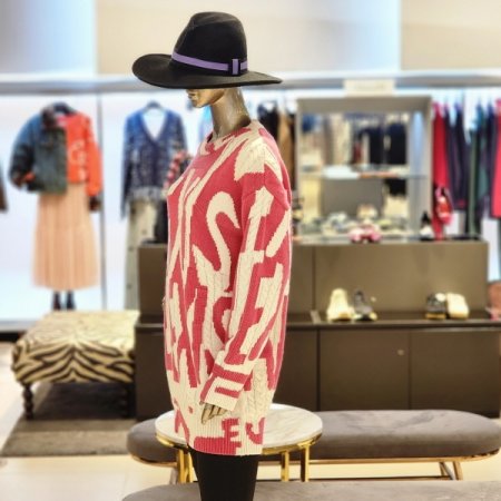 꽈배기 레터링롱니트