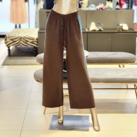 옆줄배색 와이드니트팬츠