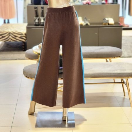 옆줄배색 와이드니트팬츠