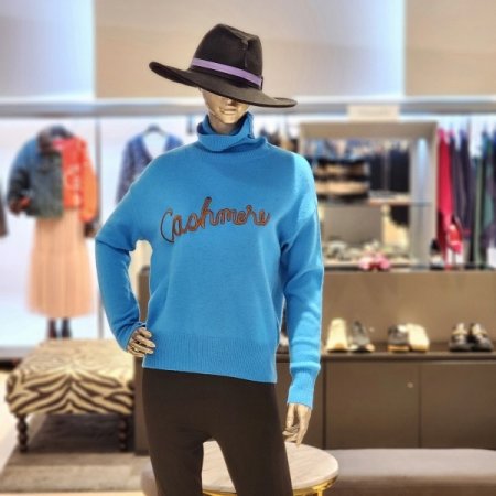 레터링 캐시미어 하이넥 니트 티셔츠