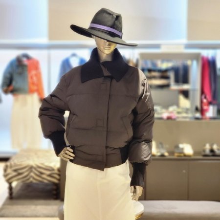 니트배색 덕다운 숏 패딩 점퍼