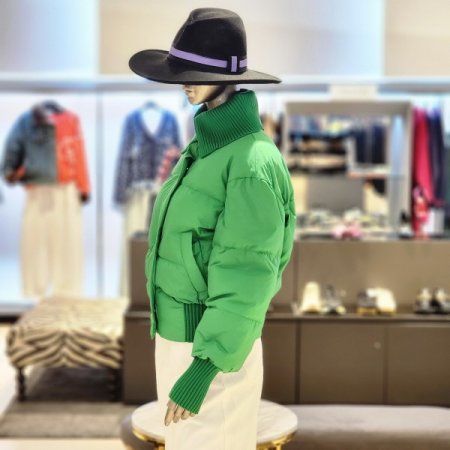 니트배색 덕다운 숏 패딩 점퍼