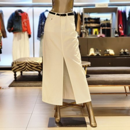 벨트셋트 앞트임 H라인 롱 데님스커트