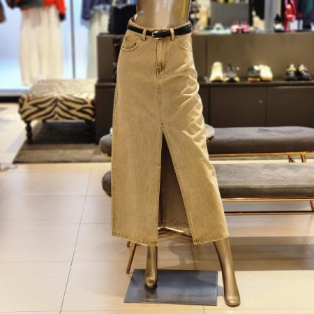 벨트셋트 앞트임 H라인 롱 데님스커트