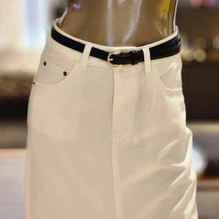 벨트셋트 앞트임 H라인 롱 데님스커트