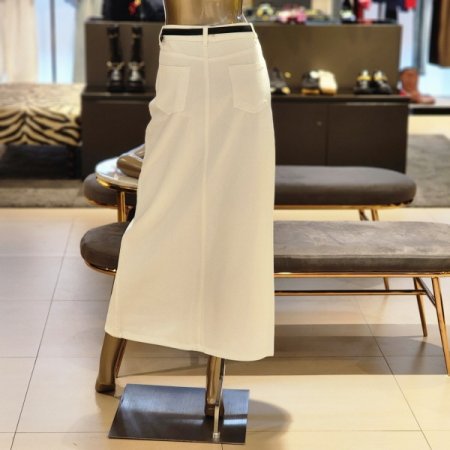 벨트셋트 앞트임 H라인 롱 데님스커트