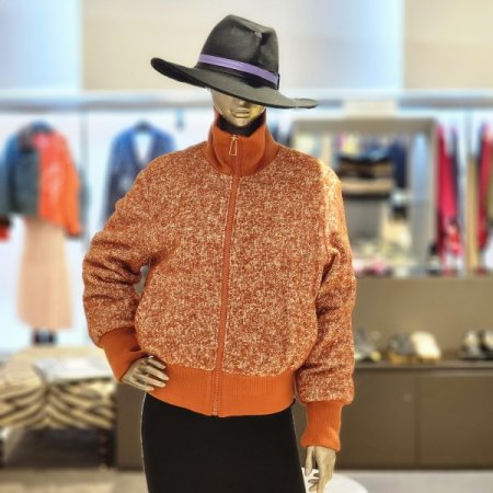 스텐드넥 울 혼방 집업 점퍼