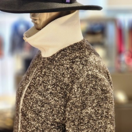 스텐드넥 울 혼방 집업 점퍼