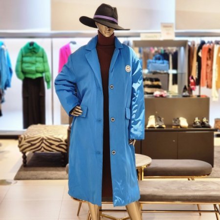 로고포인트 카라 롱 패딩코트