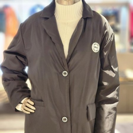 로고포인트 카라 롱 패딩코트