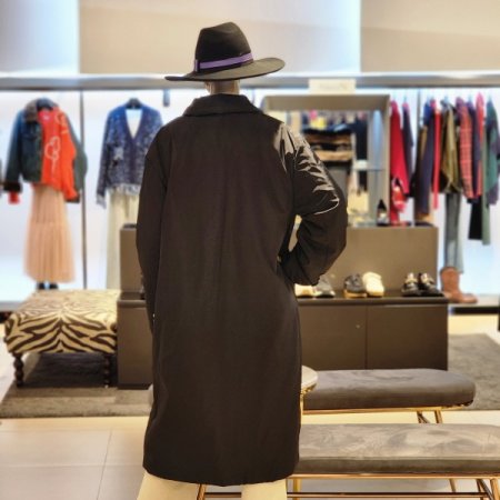 로고포인트 카라 롱 패딩코트