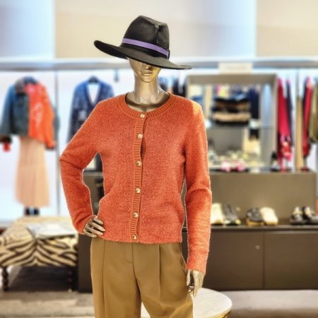 금장버튼 메탈사 라운드 가디건