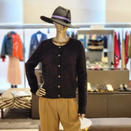 금장버튼 메탈사 라운드 가디건