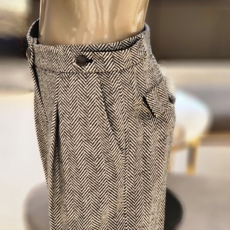 헤링본 울 블랜드 하프 팬츠