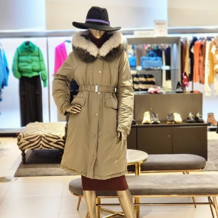 토끼털라인안감 폭스후드 구스다운점퍼