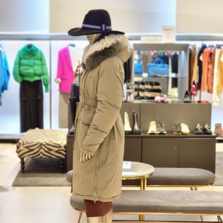 토끼털라인안감 폭스후드 구스다운점퍼