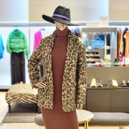 레오파드 싱글 원버튼 재킷