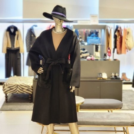 밍크포켓 노카라울코트