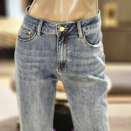 라인배색 와이드부츠컷 워싱데님팬츠