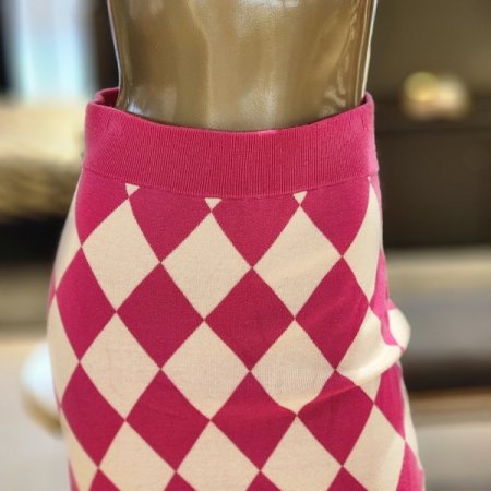 다이아패턴 밴딩 니트 스커트