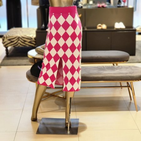 다이아패턴 밴딩 니트 스커트