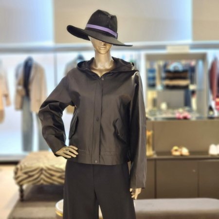 밑단스트링 페이크레더 후드 점퍼