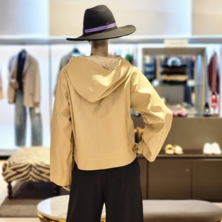 밑단스트링 페이크레더 후드 점퍼