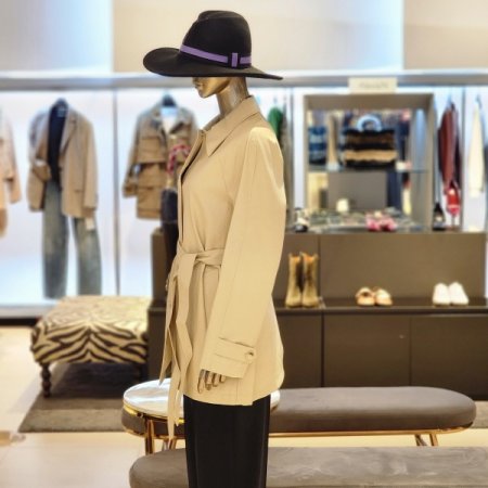 페이크레더 벨트 트렌치 재킷