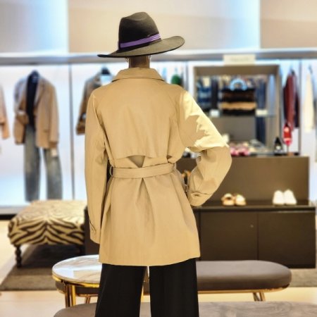 페이크레더 벨트 트렌치 재킷