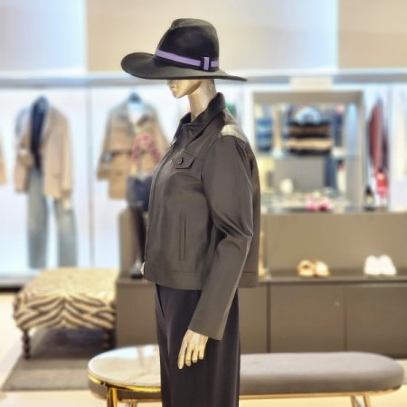 페이크레더 집업 카라 재킷