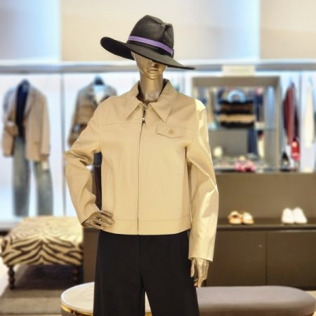 페이크레더 집업 카라 재킷