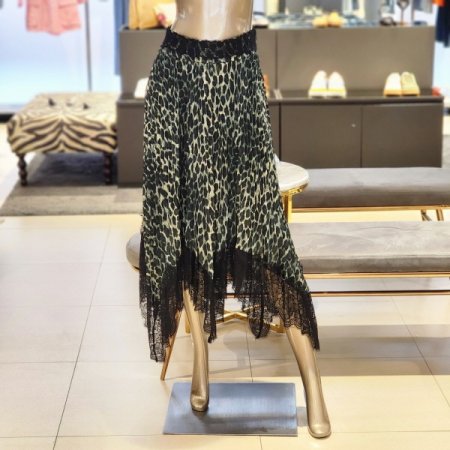 레오파드 플리츠롱스커트