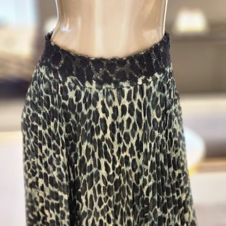레오파드 플리츠롱스커트