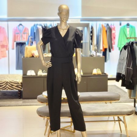 핀턱 브이넥반팔점프슈트