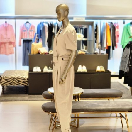 핀턱 브이넥반팔점프슈트