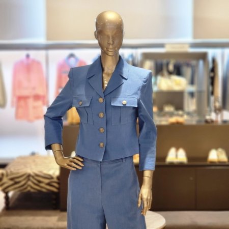 린넨 7부크롭자켓